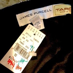 NWT chic black/white silk taffeta skirt, French hem black silk satin lined;
